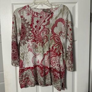 Chico’s Multicolored Paisley Pattern 3/4 Sleeve Casual Top